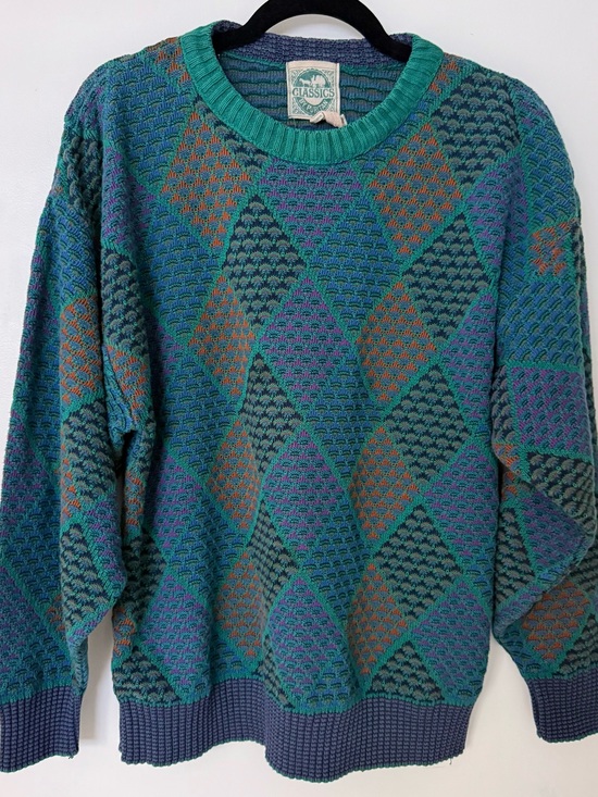 Classic Other - Vintage 90s Puritan Classics 100% Cotton Geometric Sweater Made in USA